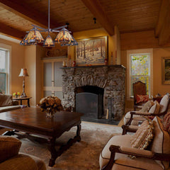 Capulina Tiffany Chandeliers 5-Light Stained Glass Antique Style Pendant Light