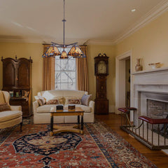 Capulina Tiffany Chandeliers 5-Light Stained Glass Antique Style Pendant Light