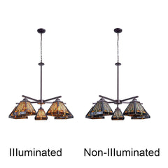 Capulina Tiffany Chandeliers 5-Light Stained Glass Antique Style Pendant Light