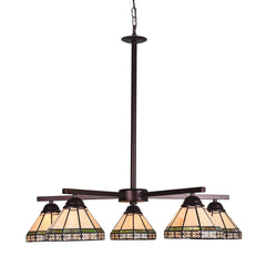 Capulina Tiffany Chandeliers 5-Light Stained Glass Shade Antique Style Pendant Light