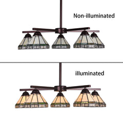 Capulina Tiffany Chandeliers 5-Light Stained Glass Shade Antique Style Pendant Light