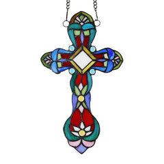 Capulina Cross Stained Glass Window Hanging Handicrafts