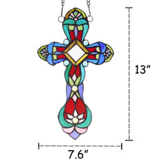 Capulina Cross Stained Glass Window Hanging Handicrafts