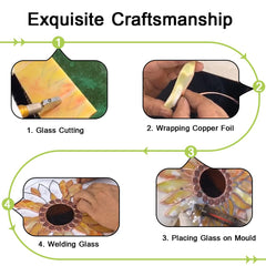 Capulina Sunflower Stained Glass Window Hangings Handmade Tiffany Glass Crafts