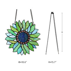 Capulina Sunflower Stained Glass Window Hangings Handmade Tiffany
