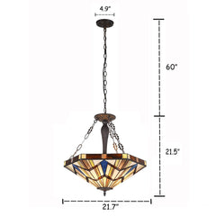 Capulina Tiffany Pendant Lights Inverted Ceiling Pendant Stained Glass Light Shade for Dining Room Bedroom Living Room Hallway