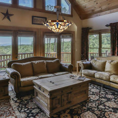 Capulina Tiffany Pendant Lights Inverted Ceiling Pendant Stained Glass Light Shade for Dining Room Bedroom Living Room Hallway