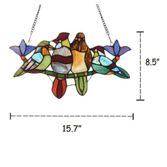 Capulina 4 Tit Birds Stained Glass Window Hangings Tiffany