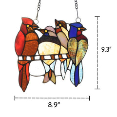 Capulina Stained Glass Birds Window Hangings Tiffany Style Handicrafts Birds Suncatcher Home Office Decor Gifts for Grandma Mom
