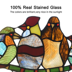 Capulina 4 Tit Birds Stained Glass Window Hangings Tiffany