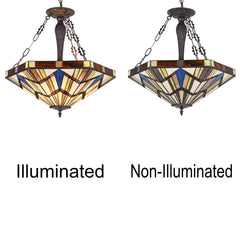 Capulina Tiffany Pendant Lights Inverted Ceiling Pendant Stained Glass Light Shade for Dining Room Bedroom Living Room Hallway