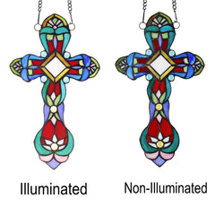 Capulina Cross Stained Glass Window Hanging Handicrafts