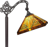 Capulina Tiffany Floor Lamp Tall Antique Mission Style Stained Glass Soft Light