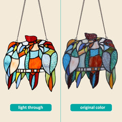 Capulina 4 Tit Birds Stained Glass Window Hangings