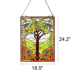 Capulina Tree of Life Stained Glass Window Hanging Window