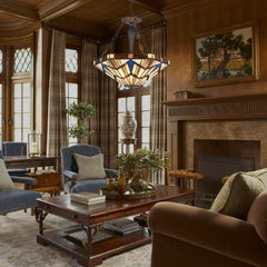 Capulina Tiffany Pendant Lights Inverted Ceiling Pendant Stained Glass Light Shade for Dining Room Bedroom Living Room Hallway