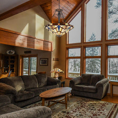 Capulina Tiffany Pendant Lights Inverted Ceiling Pendant Stained Glass Light Shade for Dining Room Bedroom Living Room Hallway