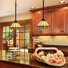Capulina Tiffany Pendant Lights Wide Stained Glass Hanging Lamp Antique