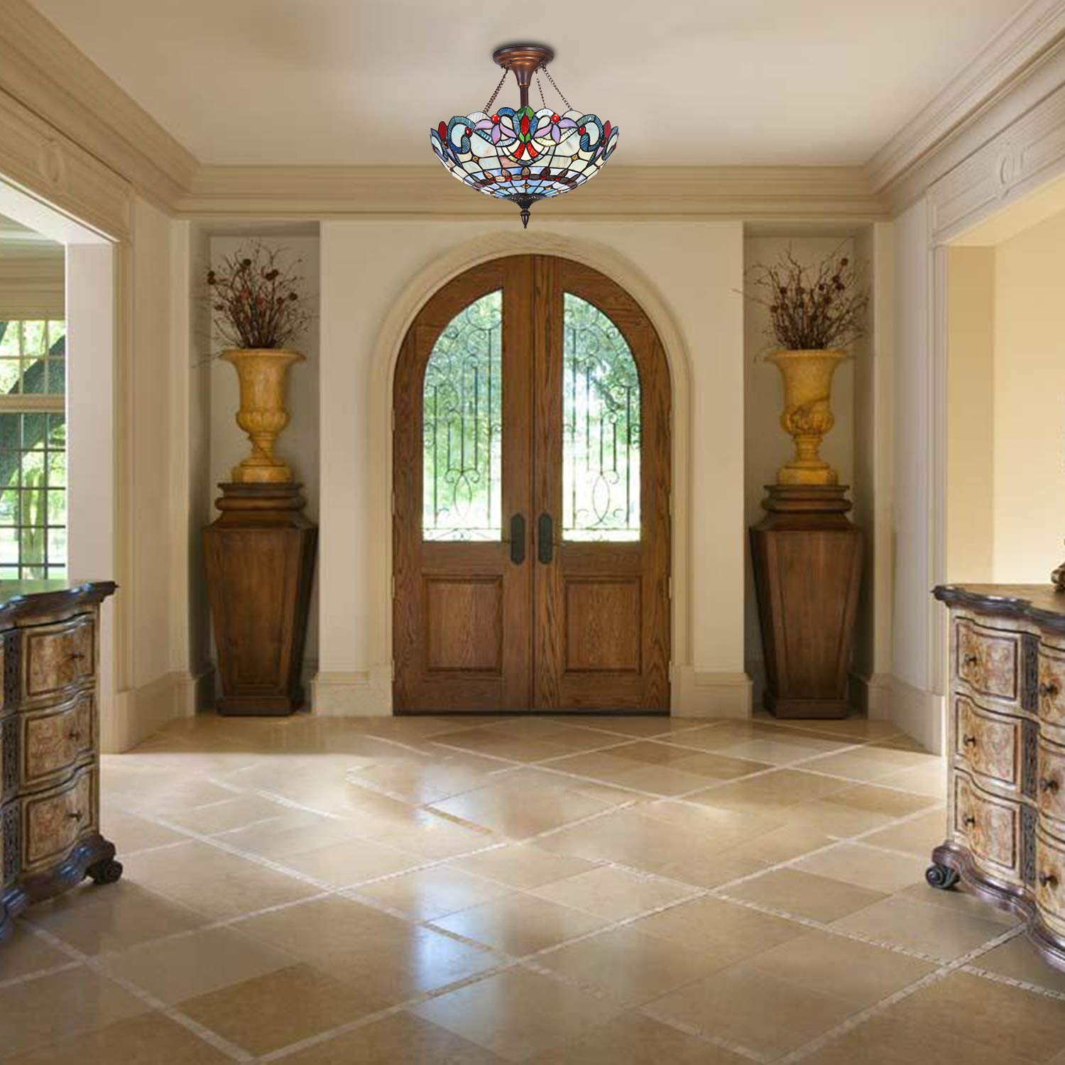 Capulina Tiffany Ceiling Light Pendant Lamp  Stained Glass