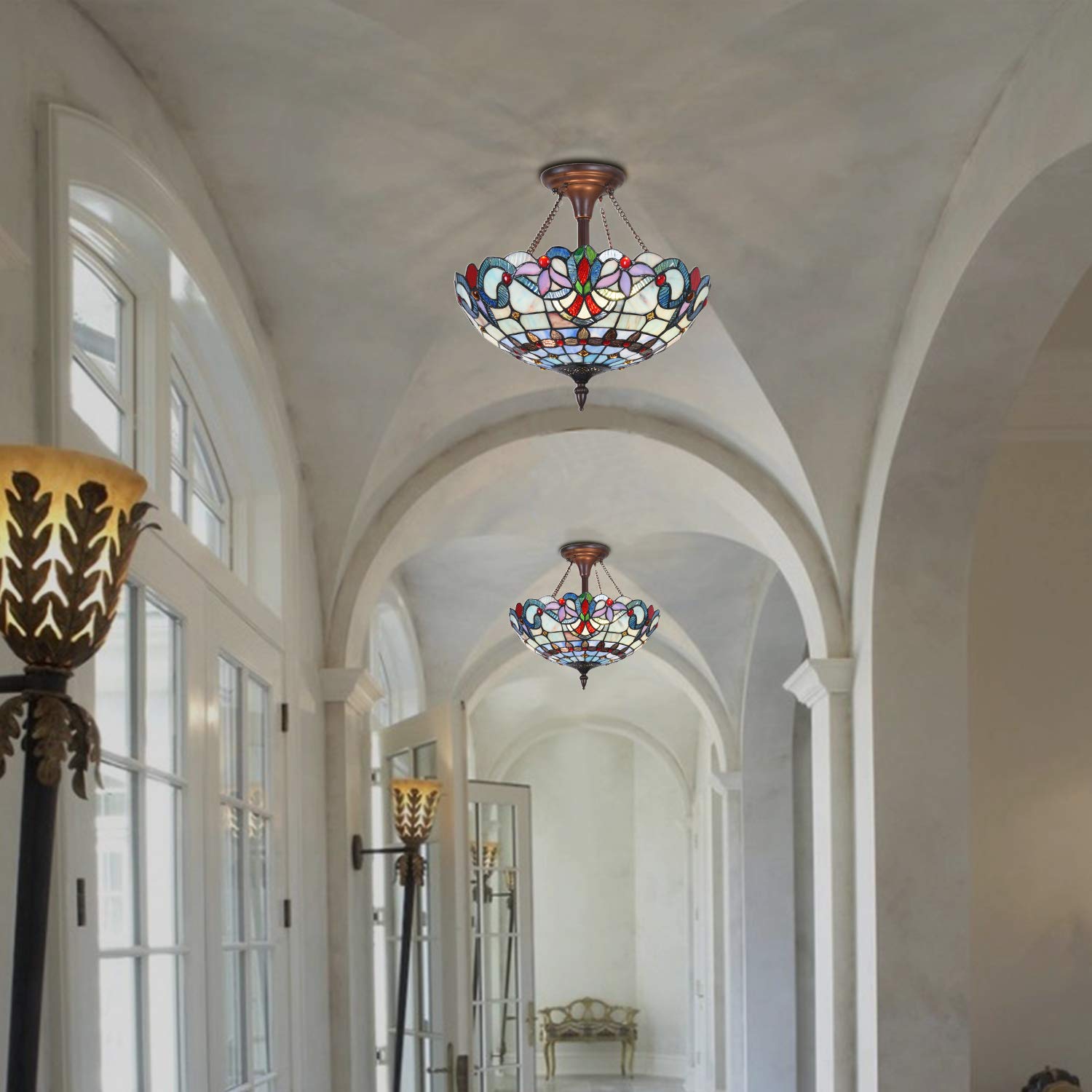 Capulina Tiffany Ceiling Light Pendant Lamp  Stained Glass