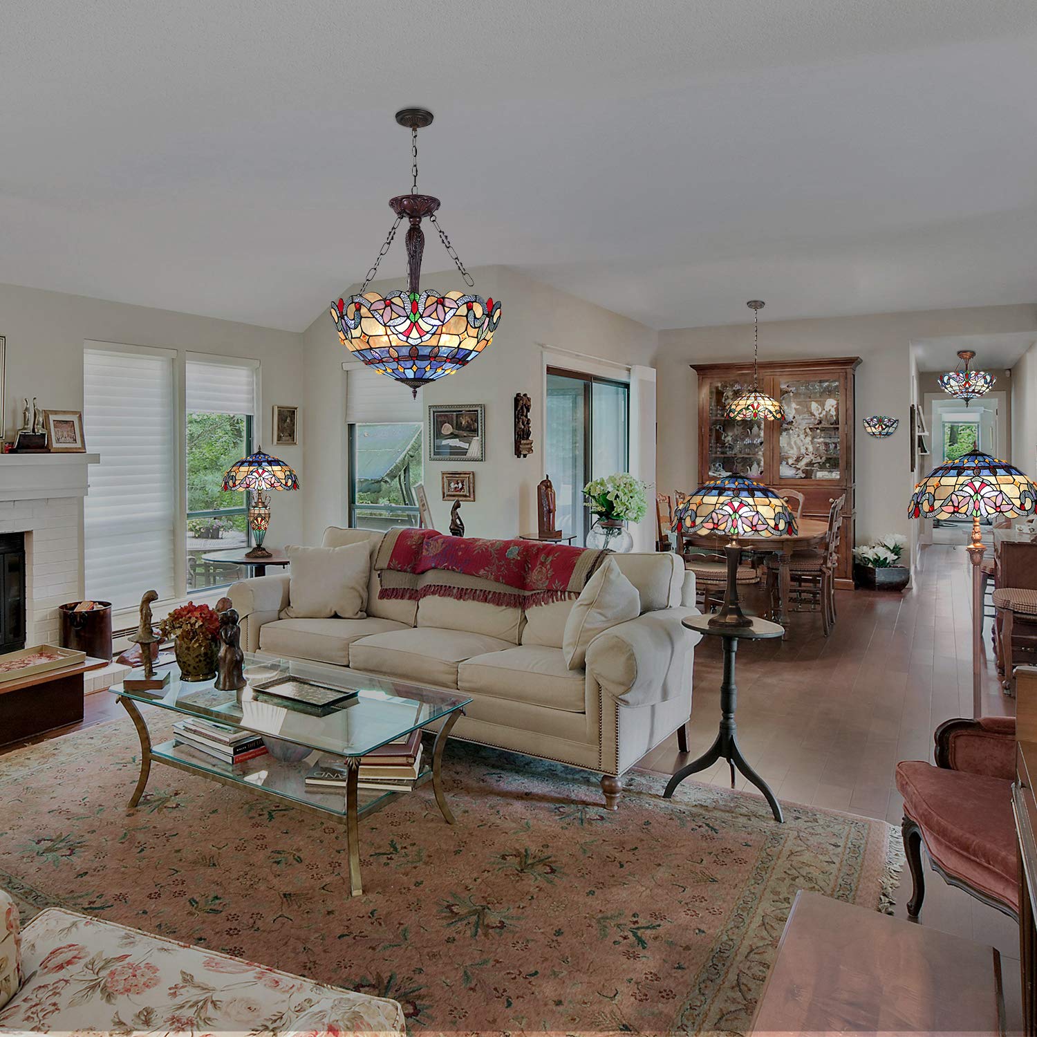 Capulina Tiffany Ceiling Light Pendant Lamp  Stained Glass