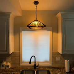 Capulina Tiffany Pendant Lights,2 Light Large 16 Wide Stained Glass Hanging Lamp,Antique Rustic Style for Kitchen Island Counter Dining Room Hallway