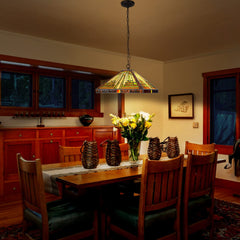 Capulina Tiffany Pendant Lights,2 Light Large 16 Wide Stained Glass Hanging Lamp,Antique Rustic Style for Kitchen Island Counter Dining Room Hallway