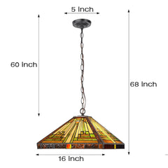 Capulina Tiffany Pendant Lights,2 Light Large 16 Wide Stained Glass Hanging Lamp,Antique Rustic Style for Kitchen Island Counter Dining Room Hallway