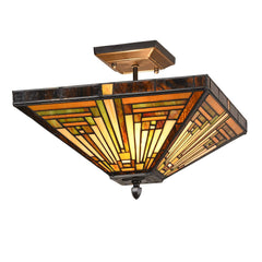 Capulina Tiffany Semi Flush Mount Ceiling Mission Style Hanging Lamp