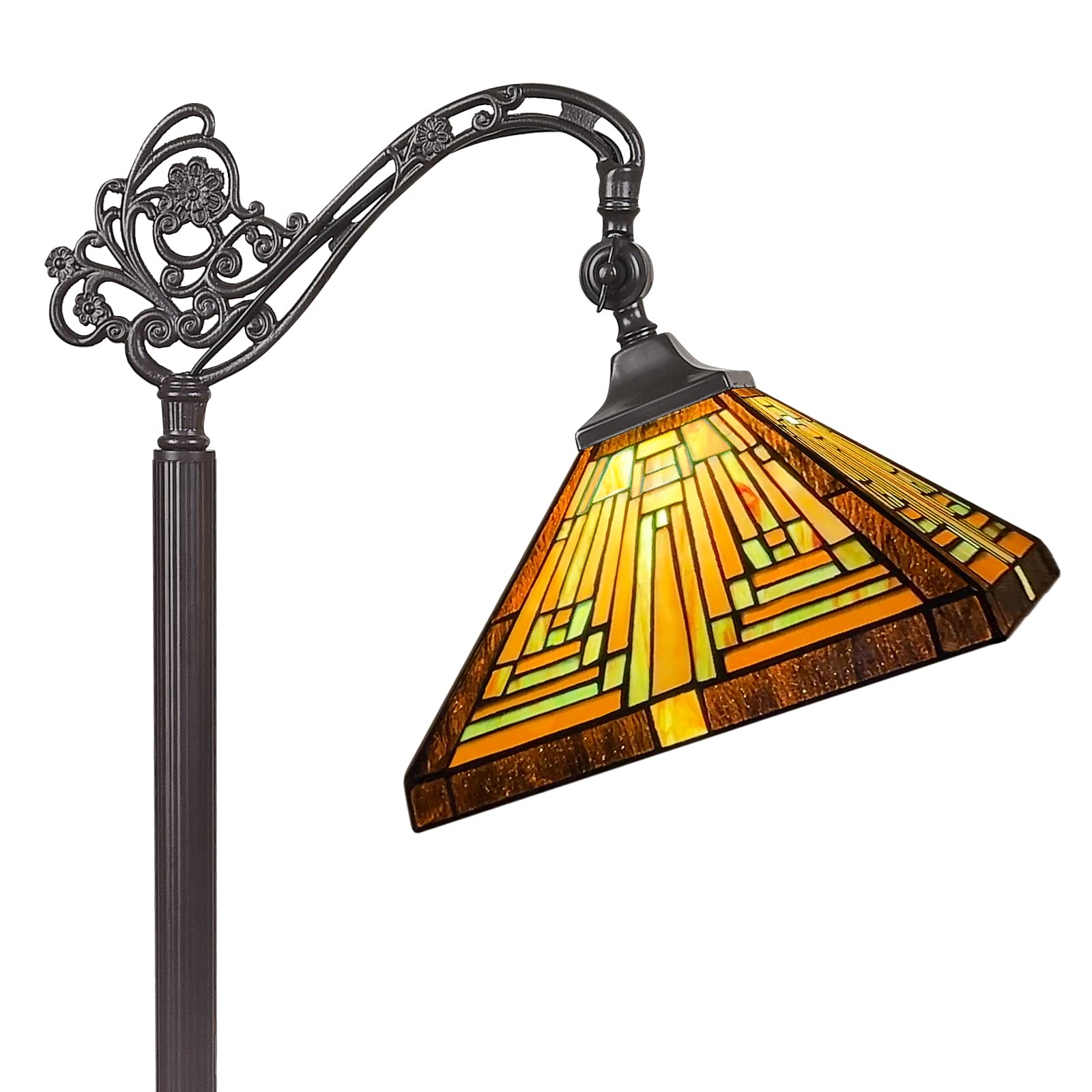 Capulina Tiffany Floor Lamp Tall Antique Mission Style Stained Glass Soft Light