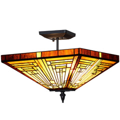 Capulina Tiffany Semi Flush Mount Ceiling Mission Style Hanging Lamp
