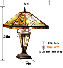 Capulina Tiffany Large Table Lamp 3-Light Nightlight Rustic Antique Desk Light