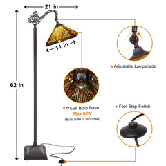 Capulina Tiffany Floor Lamp Tall Antique Mission Style Stained Glass Soft Light