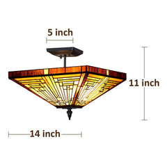 Capulina Tiffany Semi Flush Mount Ceiling Mission Style Hanging Lamp
