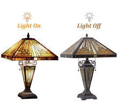 Capulina Tiffany Large Table Lamp 3-Light Nightlight Rustic Antique Desk Light