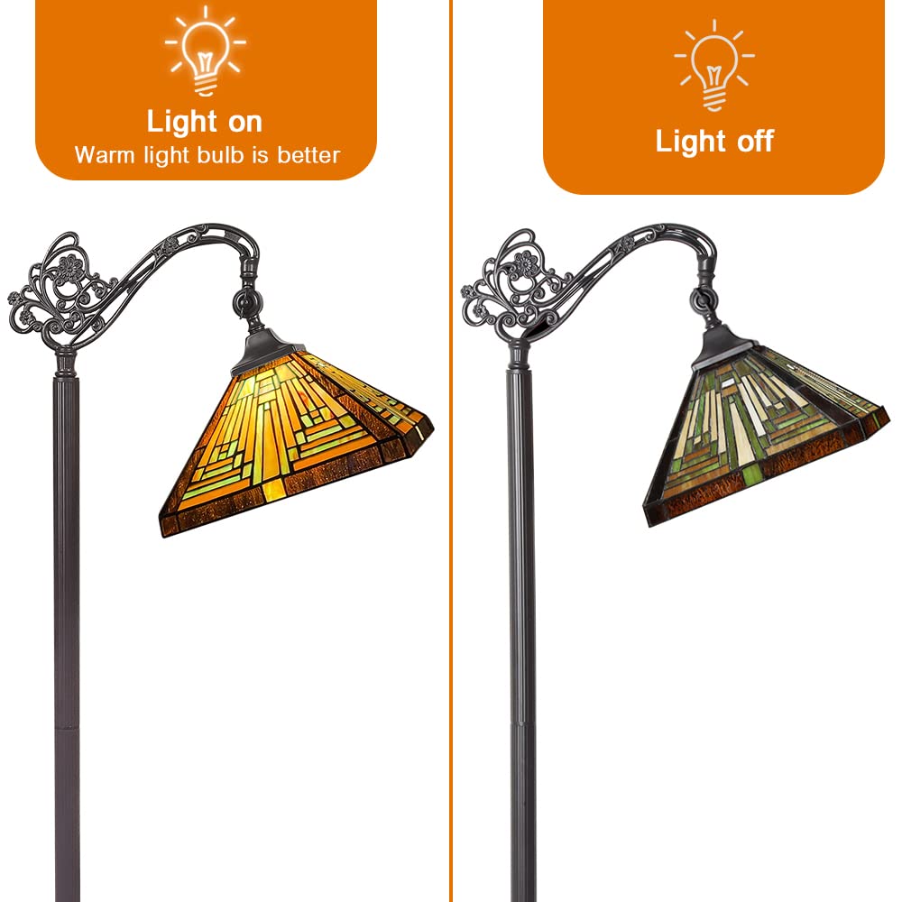 Capulina Tiffany Floor Lamp Tall Antique Mission Style Stained Glass Soft Light