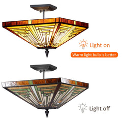 Capulina Tiffany Semi Flush Mount Ceiling Mission Style Hanging Lamp
