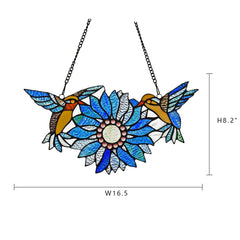 Capulina Sunflower Hummingbirds Stained Glass Window