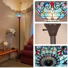 Capulina Tiffany Torchiere Floor Lamp Pole Antique Victorian Style