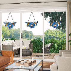 Capulina Sunflower Hummingbirds Stained Glass Window