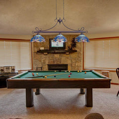 Capulina Tiffany Pool Table Lights 3-Light 45 Inches Wide Pendant Light Antique Blue Dragonfly Style Farmhouse Chandelier for Dining Room Kitchen Island