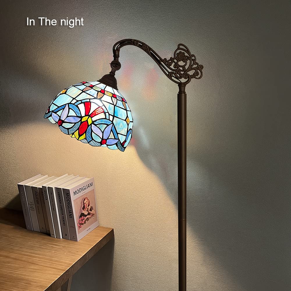 Capulina Tiffany Floor Lamp Antique Victorian Style Stained Soft Light Glass