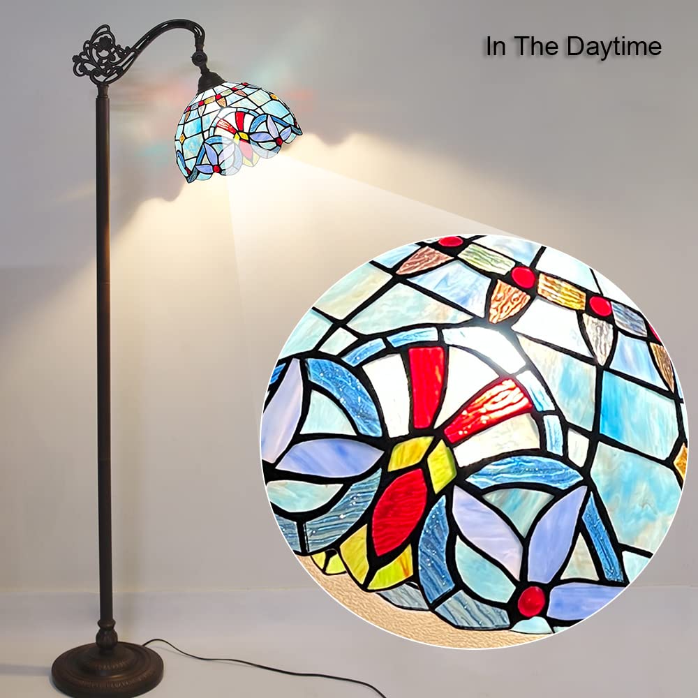 Capulina Tiffany Floor Lamp Antique Victorian Style Stained Soft Light Glass