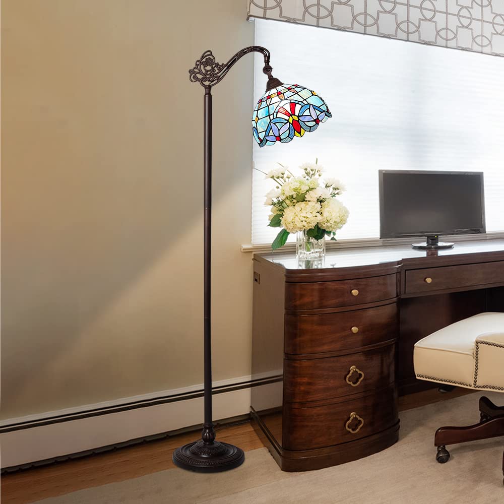 Capulina Tiffany Floor Lamp Antique Victorian Style Stained Soft Light Glass