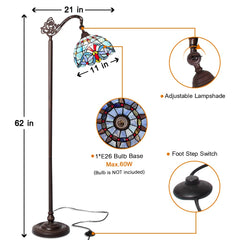Capulina Tiffany Floor Lamp Antique Victorian Style Stained Soft Light Glass