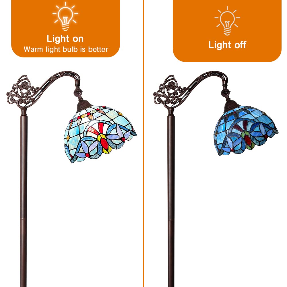 Capulina Tiffany Floor Lamp Antique Victorian Style Stained Soft Light Glass