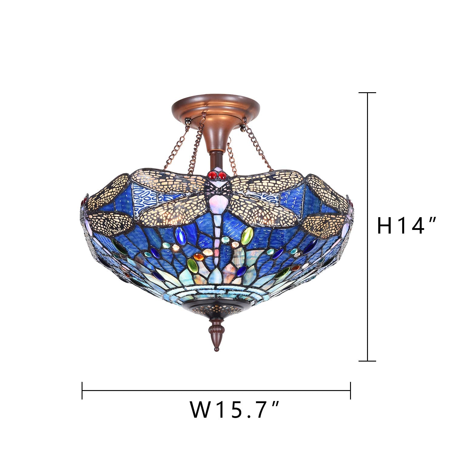Capulina Tiffany Ceiling Light Pendant Lamp Dragonfly Stained Glass Ceiling