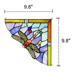 Capulina 1 Pair Dragonfly Stained Glass Panels Door Window Corner Tiffany