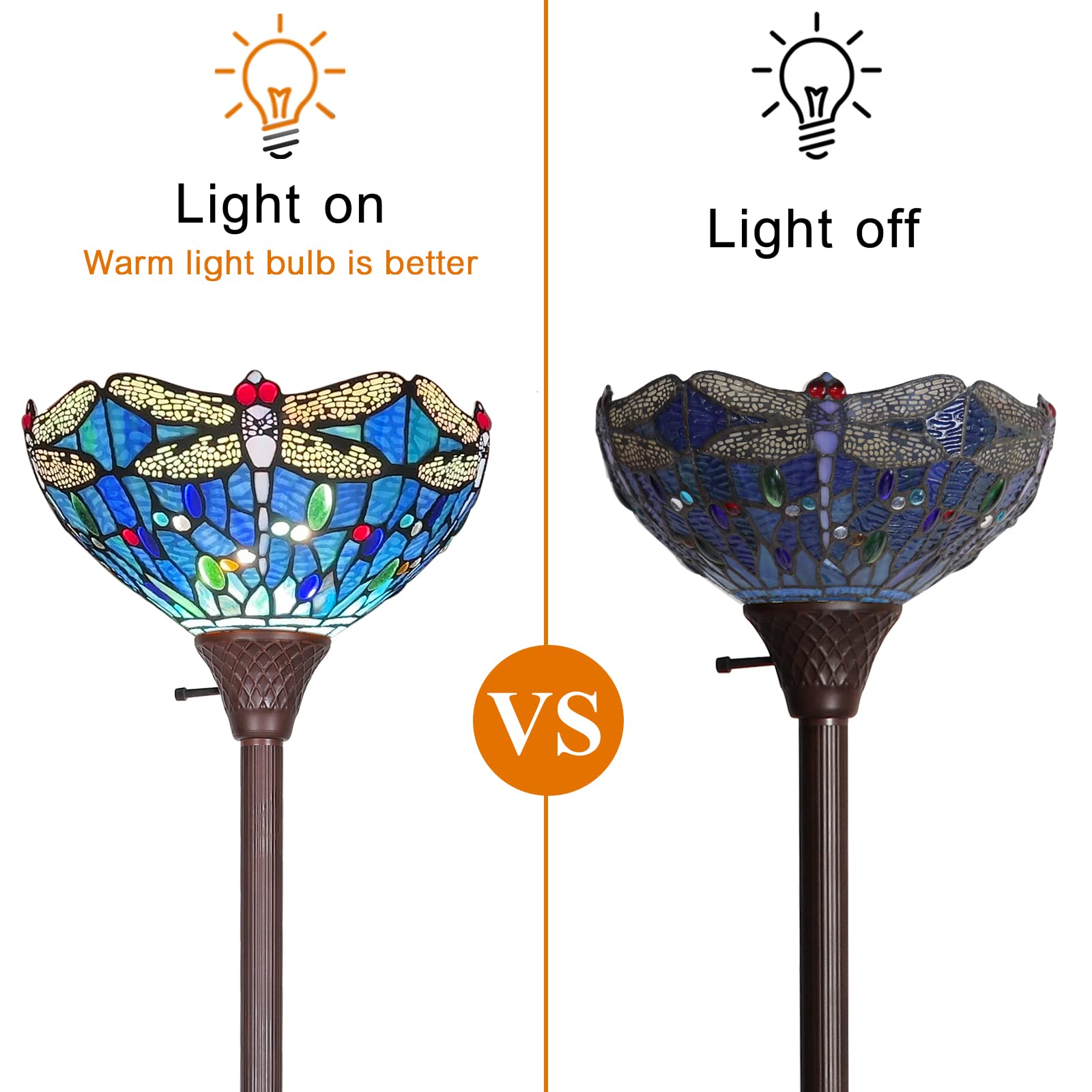 Capulina Tiffany Floor Lamp Industrial Pole Vintage Dragonfly Style