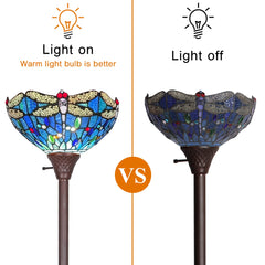 Capulina Tiffany Floor Lamp Industrial Pole Vintage Dragonfly Style